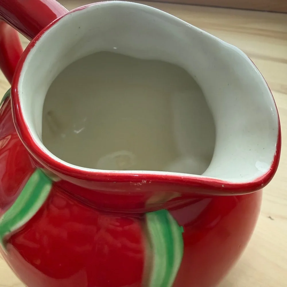 Vintage 50s The Pantry Parade Red Tomato Tilt Ball Pitcher‎ Jug